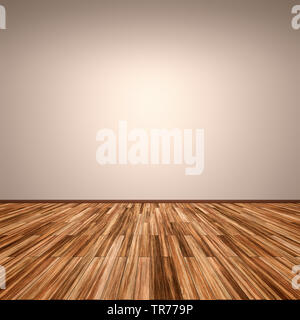 3D Computer Grafik, leeren Raum mit Holzboden und Wand in hellbrauner Farbe Stockfoto