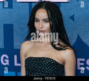 New York, NY - 29. Mai 2019: Zoe Kravitz tragen Kleid von Yves Saint Laurent sorgt sich HBO Big Little liegt 2 Saison Premiere auf Jazz am Lincoln Center Stockfoto