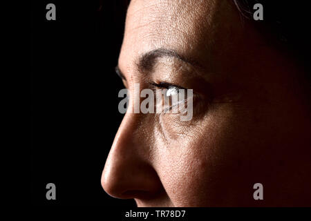 Struktur der Haut der Frau mittleren Alters Stockfoto