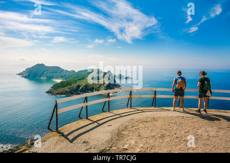 San Martiño Insel von O Faro Insel. Cies Inseln. Der galicischen atlantischen Inseln National Park. Vigo. Rias Baixas. Pontevedra. Galizien. Spanien Stockfoto