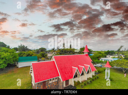 Rote Kirche von Cap Malheureux in Mauritius. Stockfoto