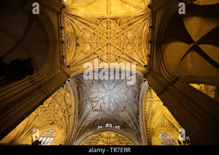 Spanien. Andalusien. Sevilla. Kathedrale. Im Inneren. Stockfoto