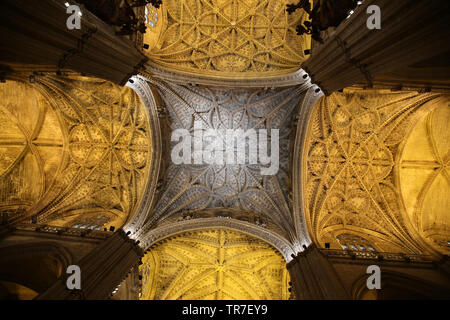 Spanien. Andalusien. Sevilla. Kathedrale. Im Inneren. Stockfoto