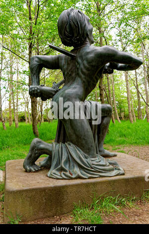 Split Menschen. Das Symbol der "Unentschlossenheit". Die Skulptur symbolisiert die schrecklichen seelischen und körperlichen Zustand der dysfunktional. Stockfoto