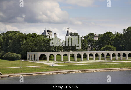 Gostiny Dvor auf der Yaroslav Gericht in Nowgorod (Weliki Nowgorod). Russland Stockfoto