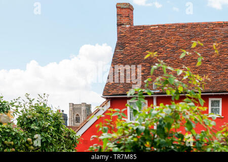 Häuser und ihre Fenster in Lavenham, Suffolk, UK Stockfoto