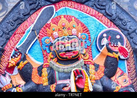 Gott kaal Bhairav im Kathmandu Durbar Square in Nepal Stockfoto