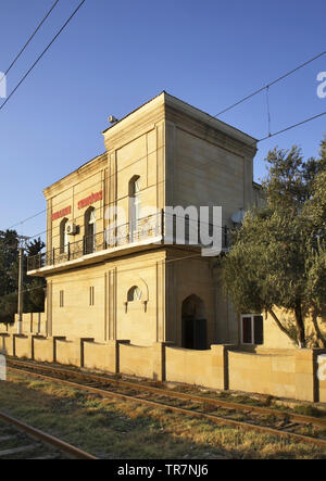 Bahnhof in Suraxanı in der Nähe von Baku. Aserbaidschan Stockfoto