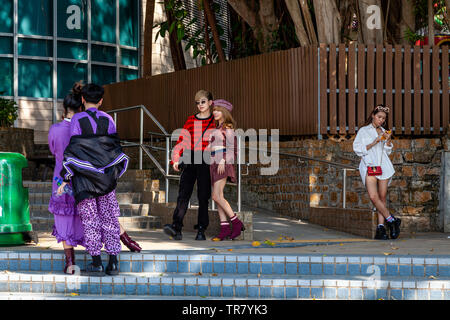 Junge Menschen in Hongkong auf ein Fotoshooting, Repulse Bay, Hong Kong, China Stockfoto