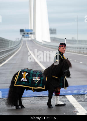 LCpl Cruachan IV, das Maskottchen des zweiten Bataillons des Königlichen Regiment von Schottland Eröffnung von Queensferry Kreuzung von SEINER KÖNIGLICHEN HOHEIT, Queen Elizabeth 4 Sept 2017 Stockfoto