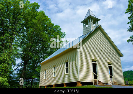 , Cades Cove methodistische Kirche gebaut in den 1820er in Cades Cove Tal in Tennessee Great Smoky Mountains. historischen, Geschichte Stockfoto