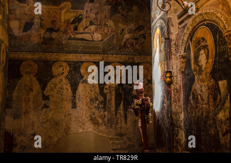 Fresko in der Kirche St. Georg in Staro Nagoričane, Mazedonien Stockfoto