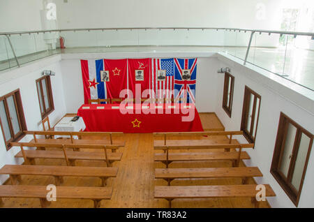 Montage - Pelince - asnom Memorial Center in Mazedonien, Staro Nagoričane, Kumanovo, Mazedonien Stockfoto