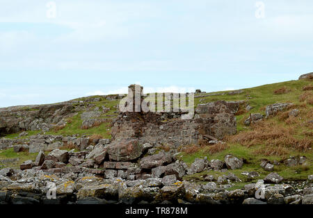 Highland Clearances: verfallenes Cottage in Badenscallie, Ross-shire auf der Halbinsel Coigach Wester Ross, Schottland. Stockfoto