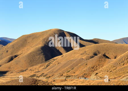 Lindis Pass, Südinsel, Neuseeland, am späten Nachmittag Sonne Stockfoto