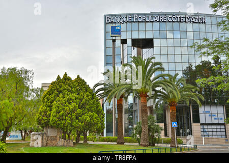 Frankreich, Alpes Maritimes, Nice, Popular Bank Französische Riviera, Porte de l'Arenas, International Business Center, moderner Architektur. Stockfoto