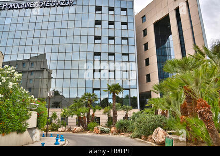 Frankreich, Alpes Maritimes, Nice, Popular Bank Französische Riviera, Porte de l'Arenas, International Business Center, moderner Architektur. Stockfoto