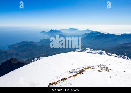 An der Küste von Antalya, Adrasan Cirali, Olympos, das Aussehen der alten Städte von oben Stockfoto