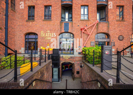 Liverpool, Großbritannien - 17 Mai 2018: The Beatles Story auf dem historischen Albert Dock, der am 1. Mai 1990 eröffnet. Das Museum wurde auch als einer der t erkannt Stockfoto