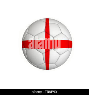 Fußball mit Englischer Flagge auf weißem Hintergrund Stockfoto