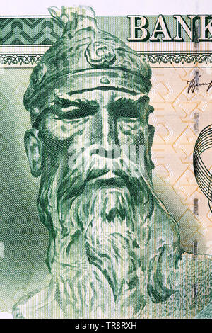 George Castriot Skanderbeg Portrait von albanischen Geld Stockfoto