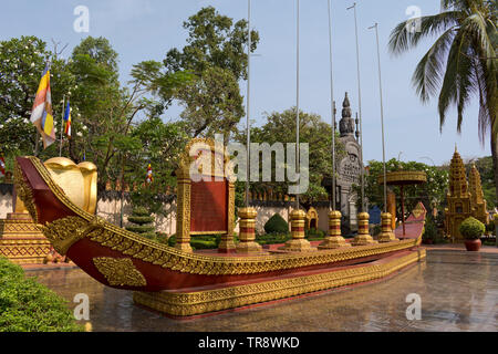 Boot im Wat Preah Prom Rath Tempel, Siem Reap, Kambodscha Stockfoto