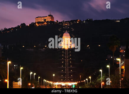 Terrassen der Schrein des Bab in Haifa. Israel Stockfoto