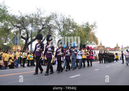 Bangkok, Thailand - 04 Mai 2019: King's Guard Regiments, Thai Royal Soldat in die Parade in der Reihe für die Krönung des Königs Zeremonie am Sanam Laung, der Roya Stockfoto