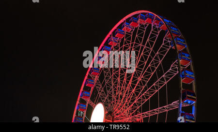 Central, Hongkong, China, 20., Januar, 2019: Die Nacht der Gebäude in Hongkong Central. Stockfoto