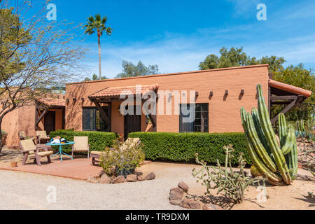 Adobe Backstein Guest Cottages in White Stallion Ranch, eine Dude Ranch außerhalb von Tucson, AZ. Stockfoto