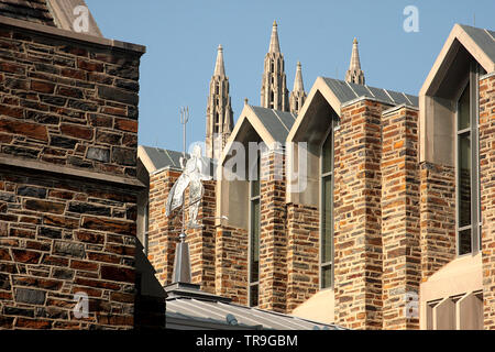 Teufel Windfahne auf dem Dach Gebäude im Campus der Duke University, Durham, NC, USA Stockfoto