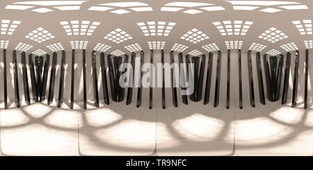 4K-HDRI map, sphärischen Umwelt panorama Hintergrund, modernen Interieur Lichtquelle Rendering, hoher Kontrast (3d-equirectangular Rendern) Stockfoto