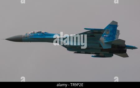 Ukrainische Luftwaffe Su-27 Flanker, RAF Fairford Stockfoto