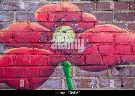 BREVARD, NC (USA) - Mai 25, 2019: ein Wandbild von Blumen auf Anzeige in der Innenstadt von Brevard, ein beliebtes Ziel für Touristen in North Carolina. Stockfoto