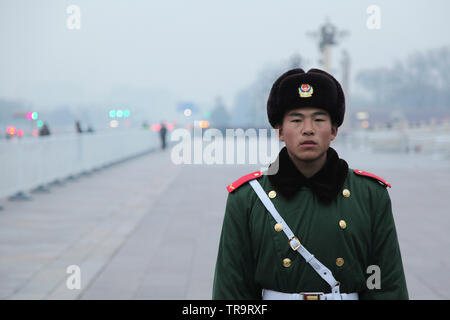 Chinesische Soldaten, Platz des himmlischen Friedens, Peking, China Stockfoto