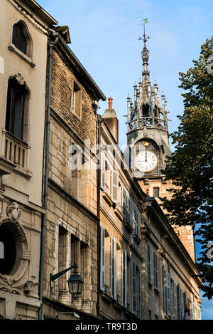 Clock Tower in Beaune, Burgund, Frankreich - aus dem 12. Jahrhundert. Stockfoto