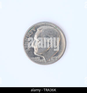 Usa 1 Groschen" Roosevelt Dime" Münze - 1975 Stockfoto
