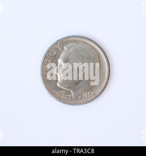 Usa 1 Groschen" Roosevelt Dime" Münze - 1968 Stockfoto