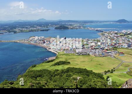 Ansicht von Seongsan Ilchulbong Seongsan, Jeju, Korea Stockfoto