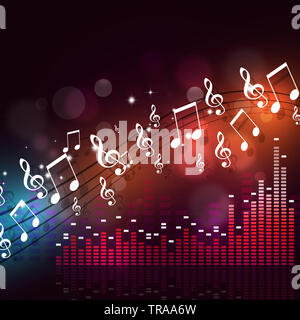 Noten party multicolor Plakat mit Equalizer. Design für Party Flyer Stockfoto