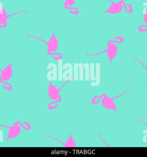 Nahtlose Muster rosa Flamingo auf blauem Hintergrund. Tropische Vögel einfach drucken für Gewebe Textilien, Tapeten, aquamarin Sommer banner Stockfoto