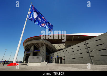 Allgemeine Ansicht der Wanda Metropolitano Stadion vor dem Spiel gegen Liverpool - Tottenham Hotspur, der UEFA Champions League Finale 2019, Wanda Metropolitano Stadion, Madrid - 1. Juni 2019 Stockfoto