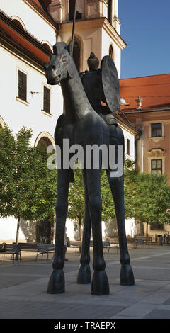 Pferd und Knight Statue in Brünn. Der Tschechischen Republik Stockfoto