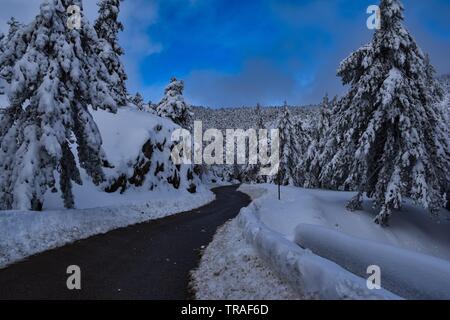 Verschneite Parnitha Mt., Athen, Griechenland Stockfoto