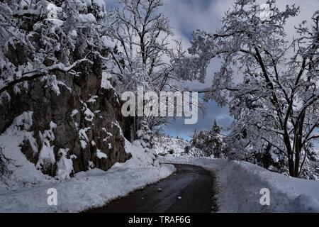 Verschneite Parnitha Mt., Athen, Griechenland Stockfoto