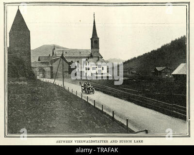 Jahrgang Foto: Motor Car Rennen von Paris nach Wien, 1902. Zwischen Zürich und Vierwaldstatter See Stockfoto