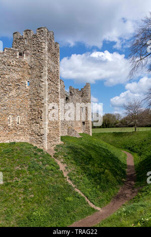 Framlingham Castle ist ein Schloss in der Marktgemeinde Framlingham in Suffolk in England. Eine frühe Motte und Bailey oder ringwork normannische Burg Stockfoto