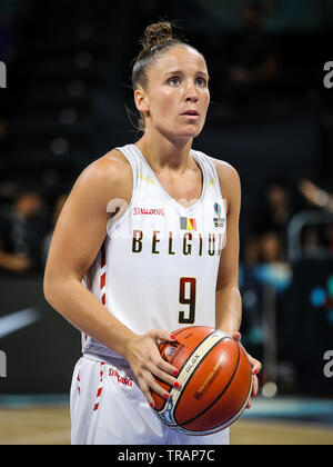 Teneriffa, Spanien, 28. September 2018: Belgische Basketballspieler Marjorie Carpreaux in Aktion beim Basketball match Belgien vs Frankreich. Stockfoto