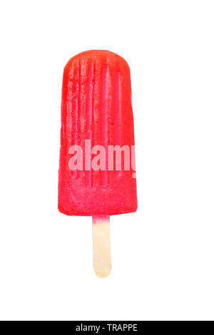 Red ice Pop oder popsicle auf weißem Hintergrund mit Freistellungspfad isoliert Stockfoto