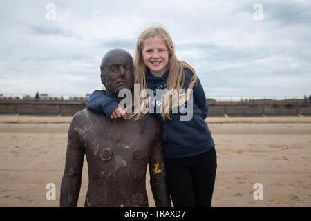 Antony Gormley Ein weiterer Ort kunst Installation, Crosby Strand, Liverpool Stockfoto